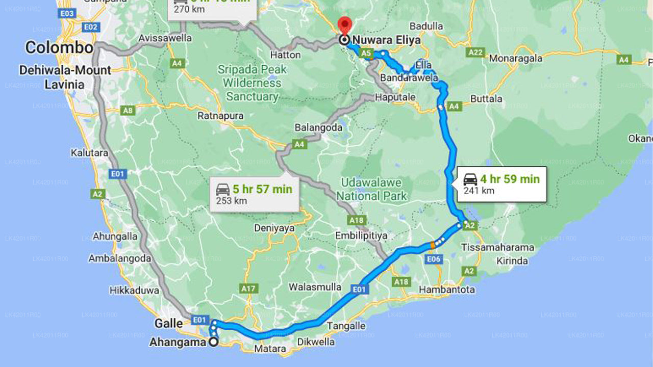 Privater Transfer von Ahangama City nach Nuwara Eliya City