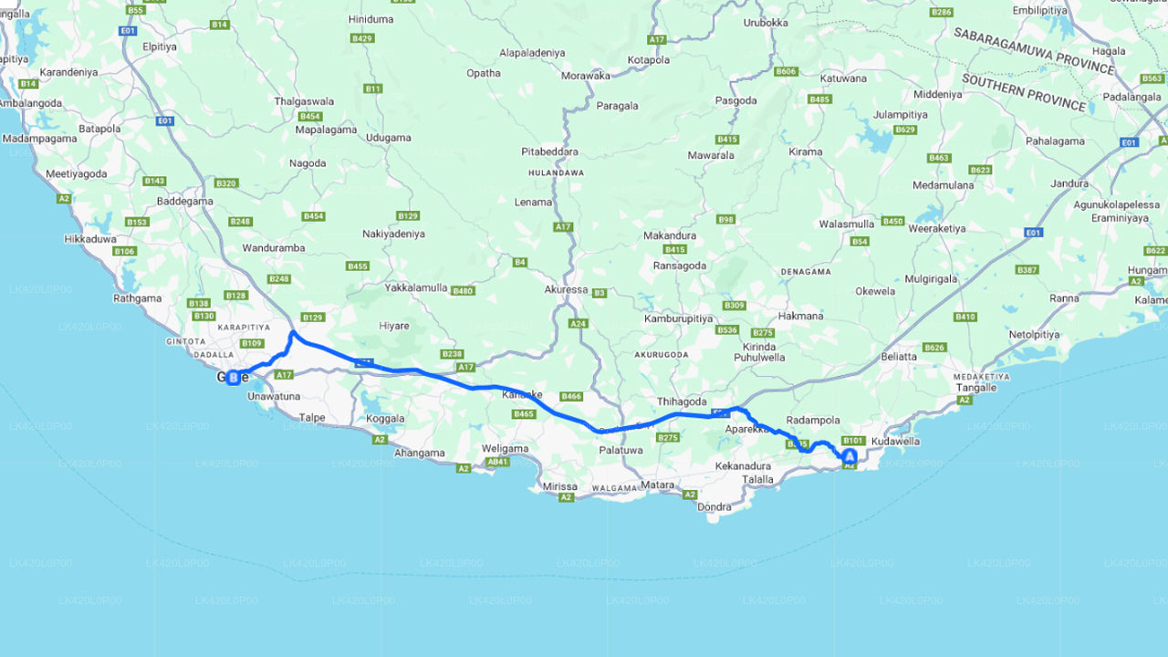 Privater Transfer von Dikwella City nach Galle City