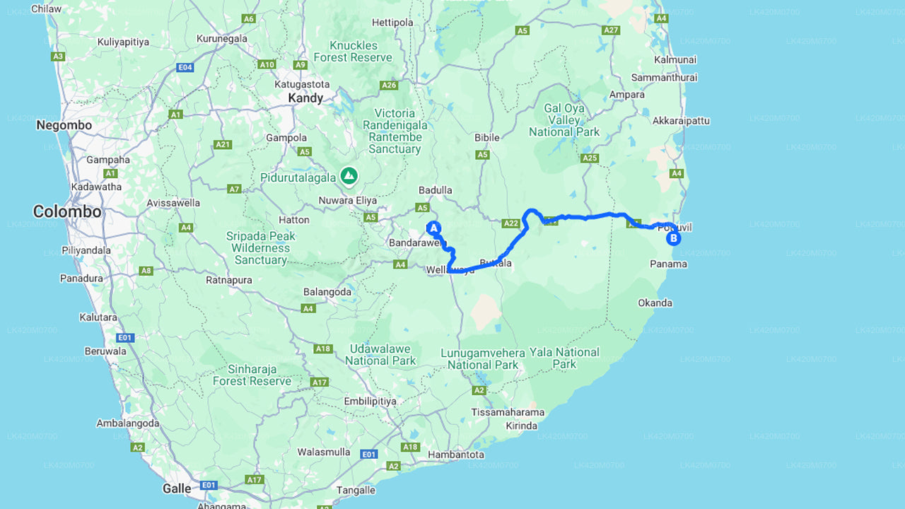 Privater Transfer von Ella City nach Arugam Bay City