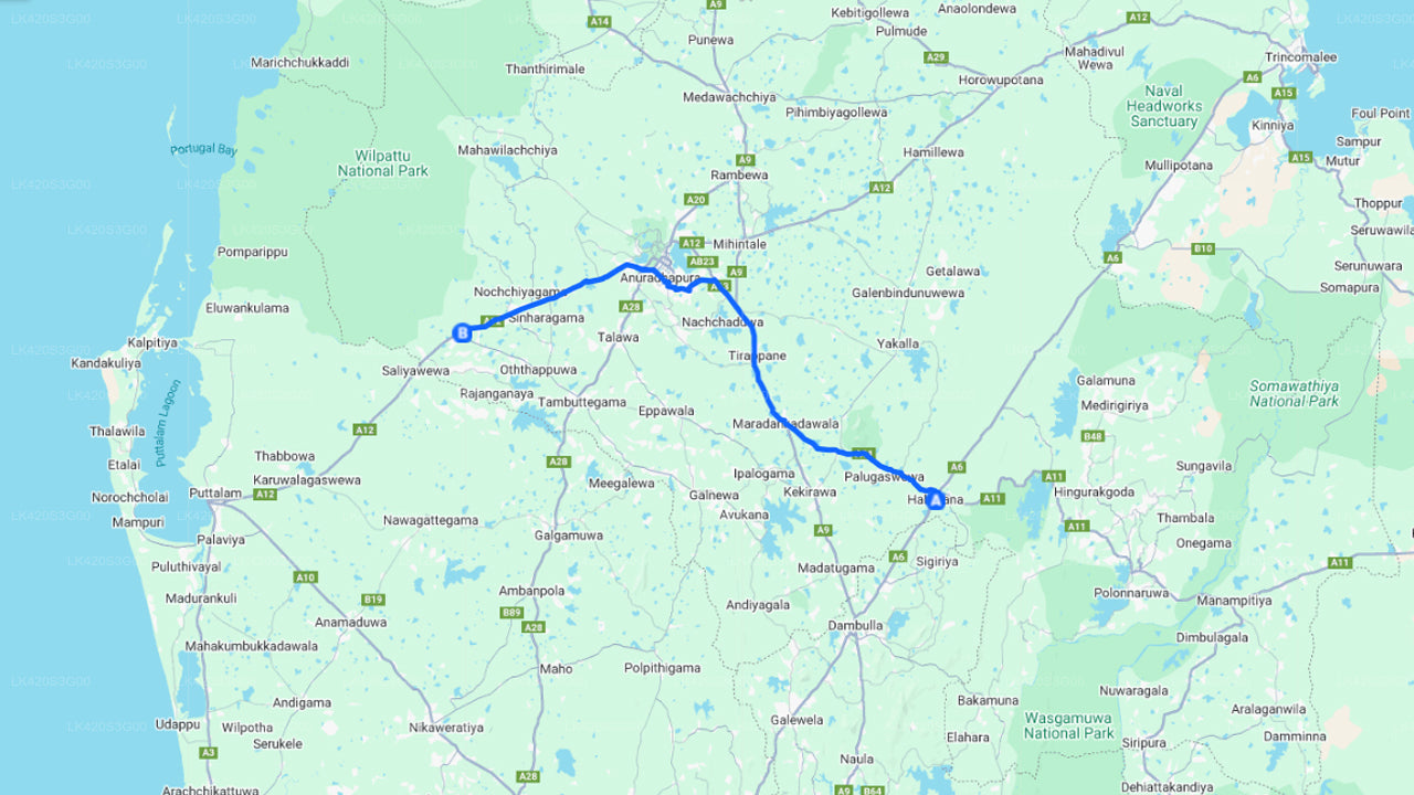 Privater Transfer von Habarana City nach Wilpattu City