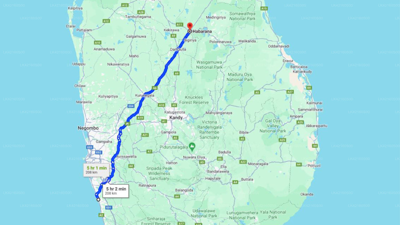 Privater Transfer von Kalutara City nach Habarana City