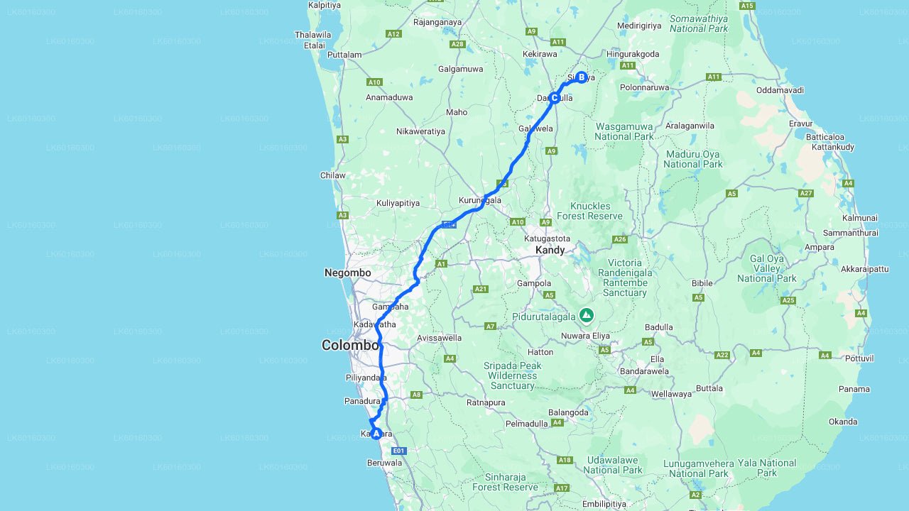 Sigiriya-Felsen und Dambulla-Höhle von Kalutara