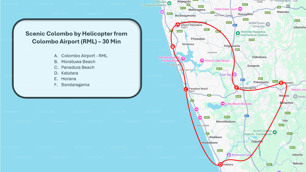 Malerische Colombo-Tour mit dem Hubschrauber vom Flughafen Colombo (RML)