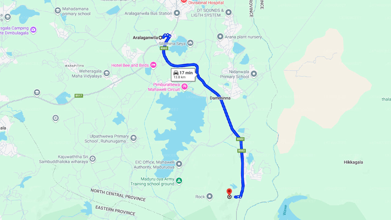 Wanderung von Aaralaganwila zum Danigala Circular Rock