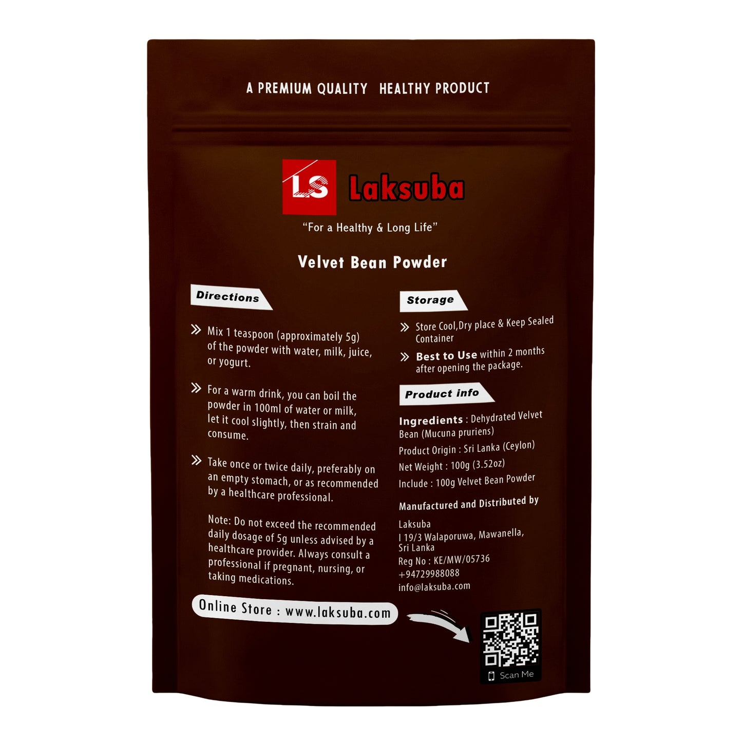 Laksuba Samtbohnenpulver (100 g)