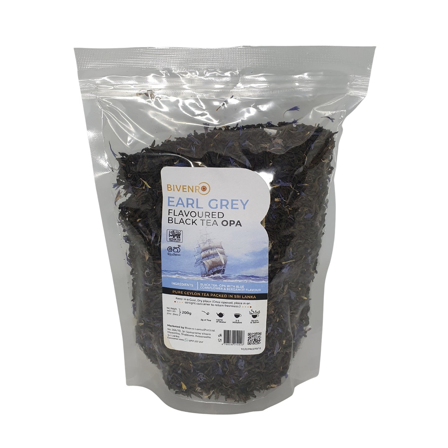 Bivenro Earl Grey aromatisierter Schwarztee OPA-Qualität (200 g)