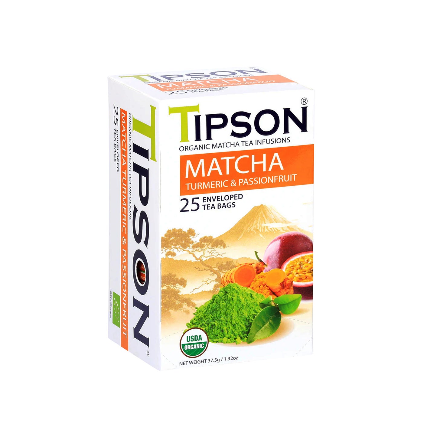 Tipson Matcha-Kurkuma- und Passionsfruchttee (37,5 g), 25 umhüllte Teebeutel