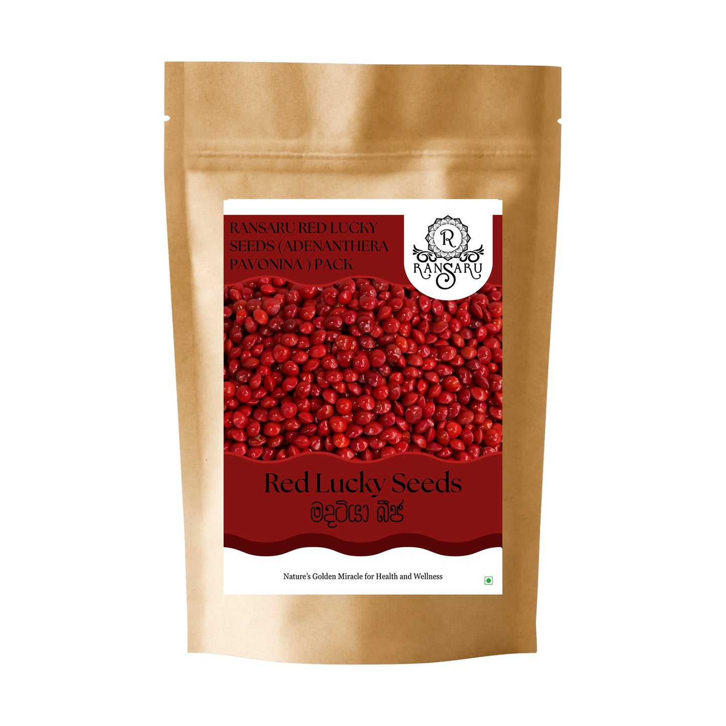 Ransaru Red Lucky Seeds (Adenanthera Pavonina) Packung