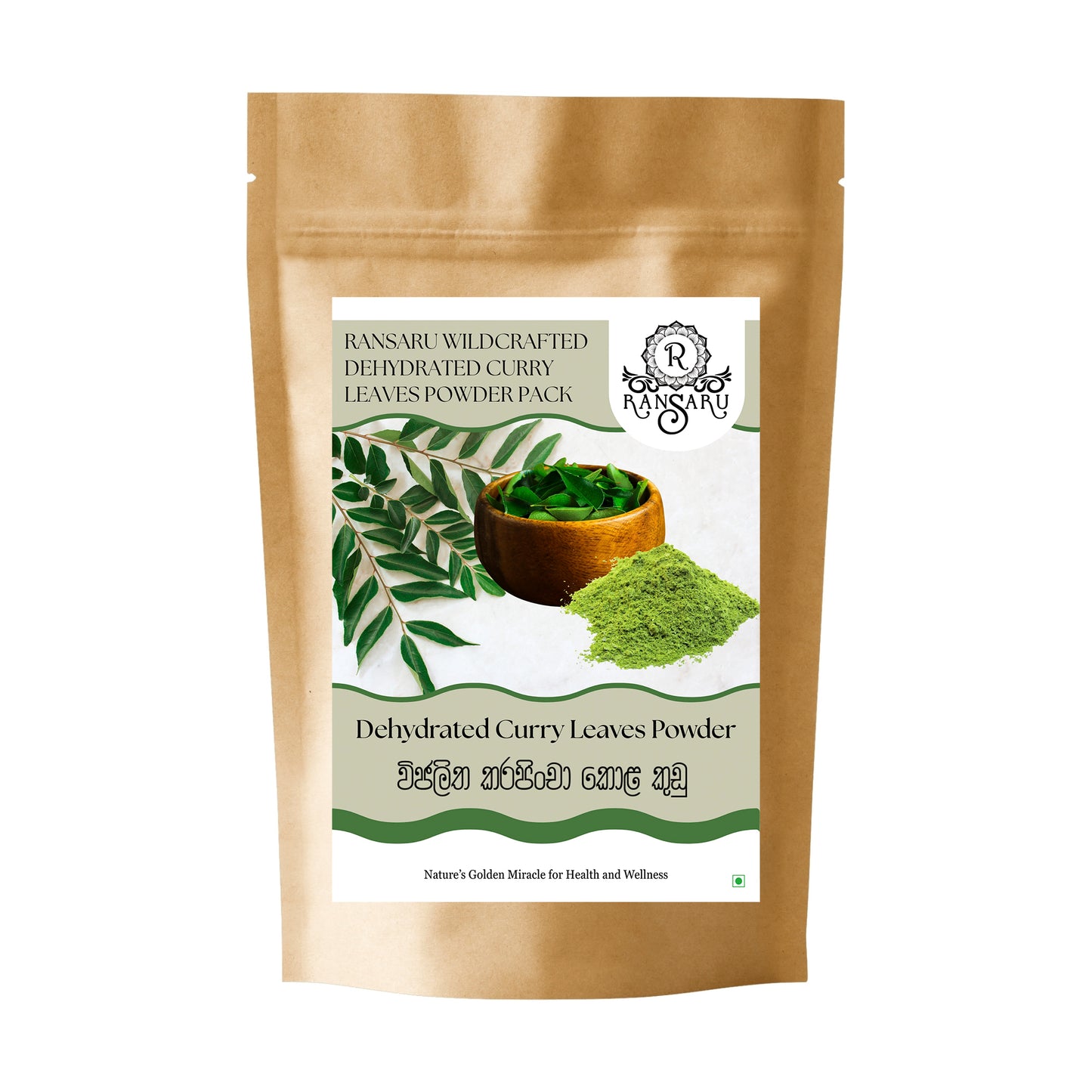 Ransaru Wildcrafted Dehydrated Curry Leaves Pulverpackung