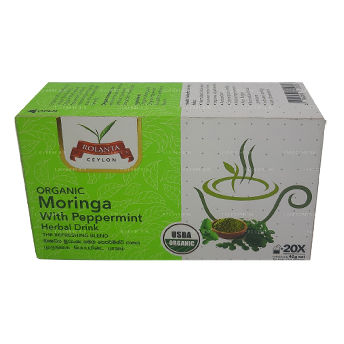 Rolanta Bio-Moringa mit Pfefferminz-Kräutergetränk (40 g), 25 Teebeutel