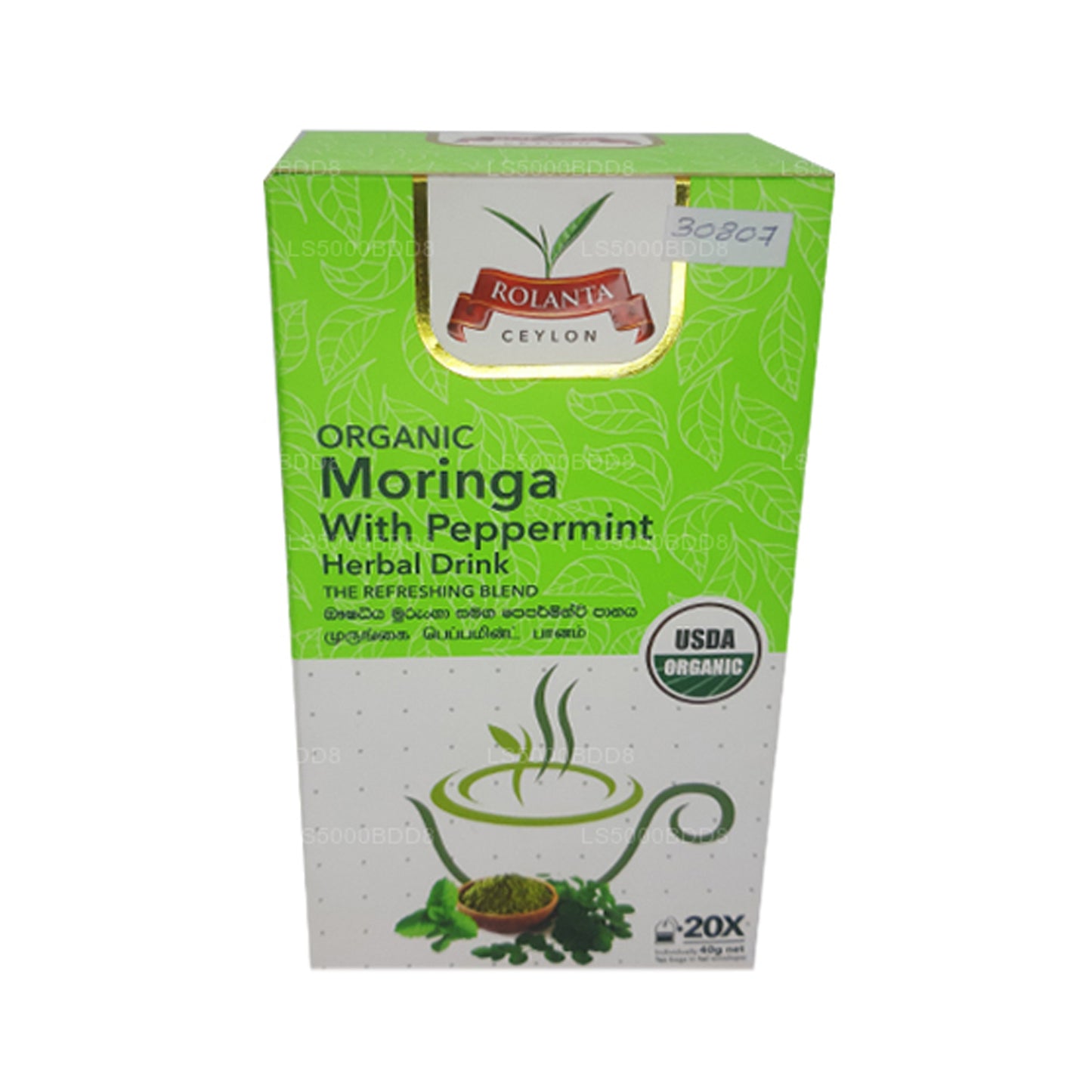 Rolanta Bio-Moringa mit Pfefferminz-Kräutergetränk (40 g), 25 Teebeutel