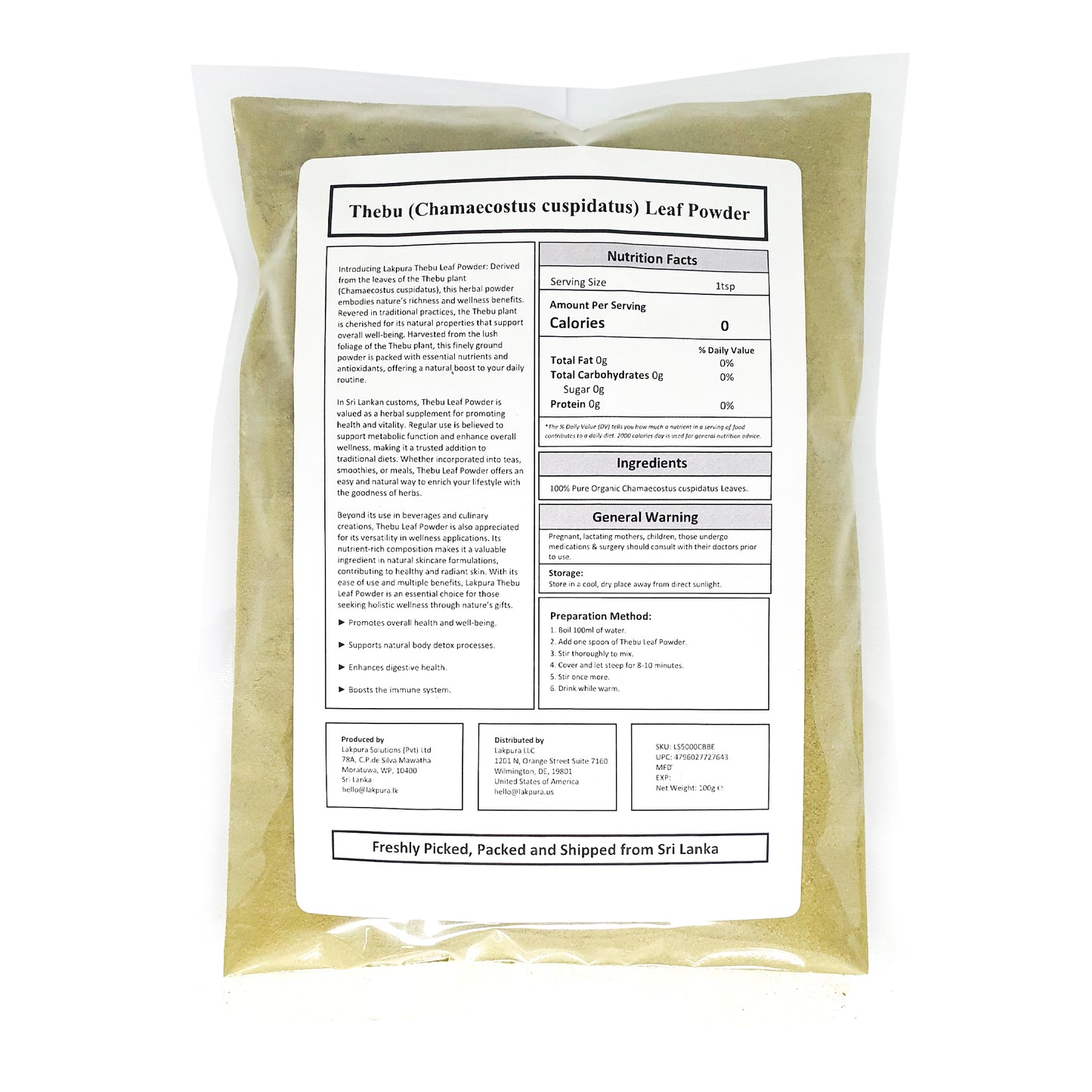 Lakpura Thebu Blattpulver