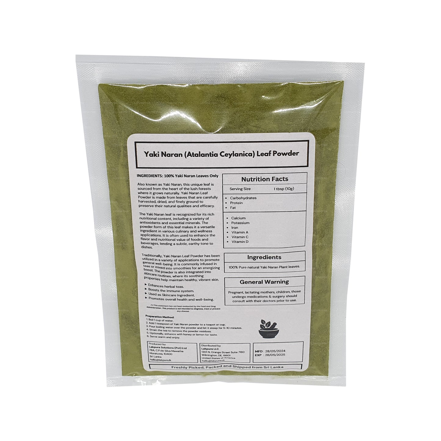 Lakpura Dehydrated Yaki Naran (Atalantia Ceylanica) Blätterpulver