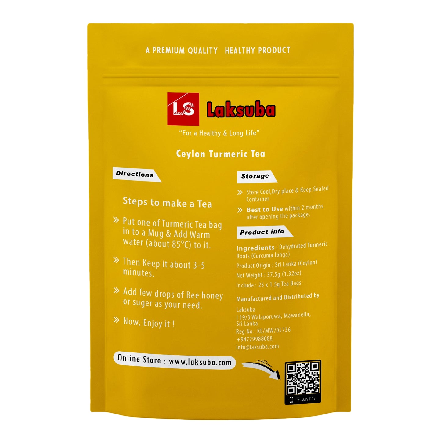 Laksuba Ceylon Kurkuma Tee (37,5 g) 25 Teebeutel