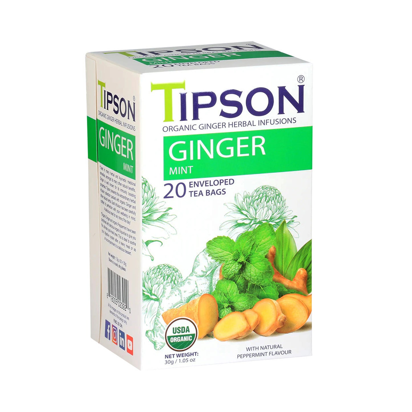 Tipson Bio-Ingwer-Minz-Tee (30 g) 20 umhüllte Teebeutel