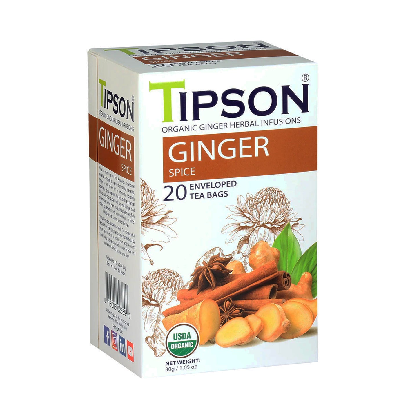 Tipson Bio Ingwer-Gewürztee (30 g) 20 umhüllte Teebeutel