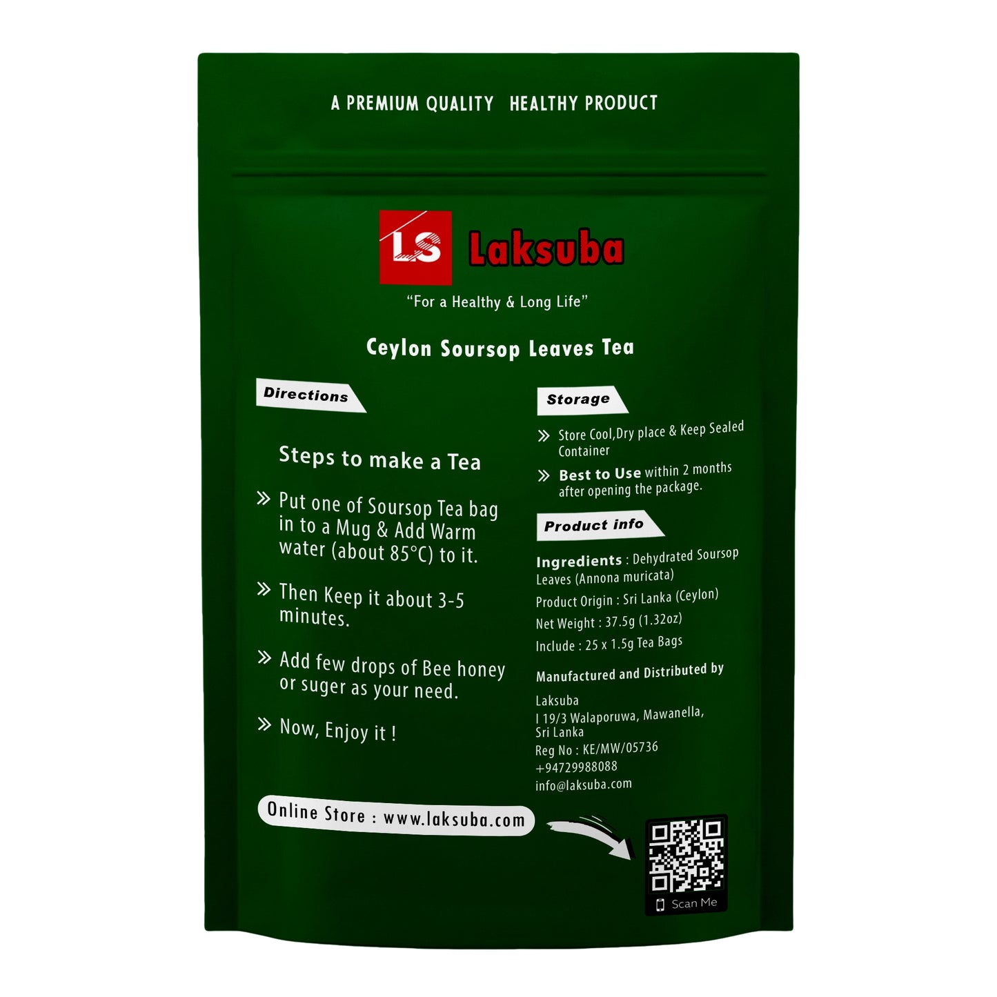 Laksuba Ceylon Sauerampferblättertee (37,5 g), 25 Teebeutel