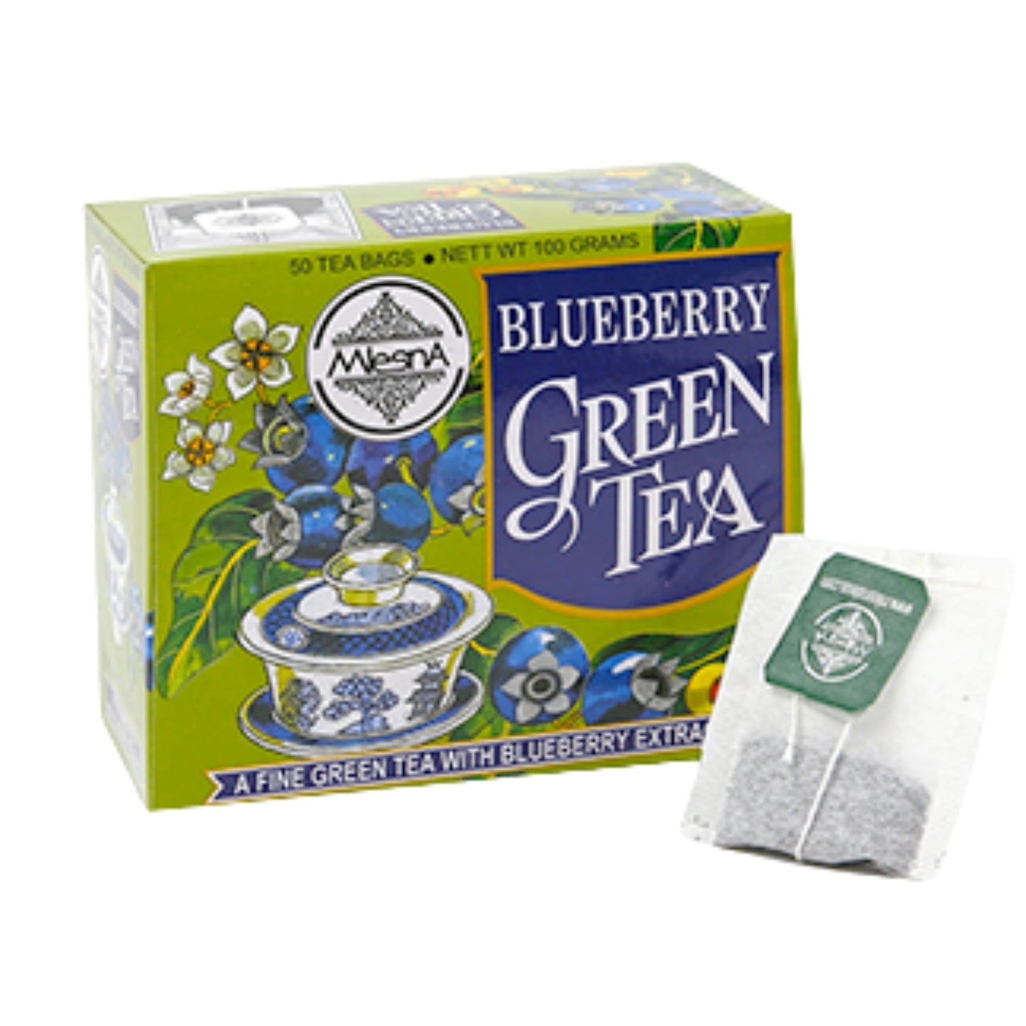 Mlesna Blaubeer Grüntee (100 g), 50 Teebeutel