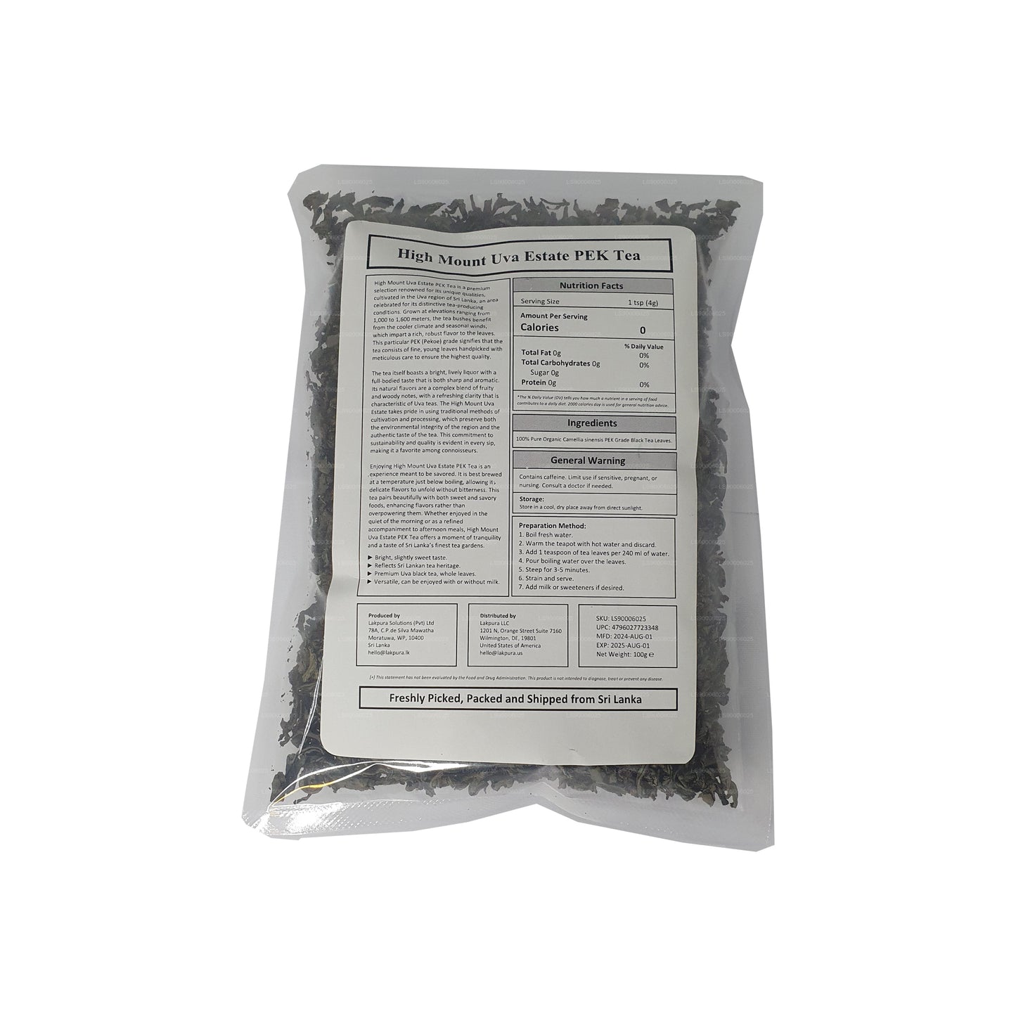 Lakpura® Uva High Mount Uva Estate PEK Tee (100 g)