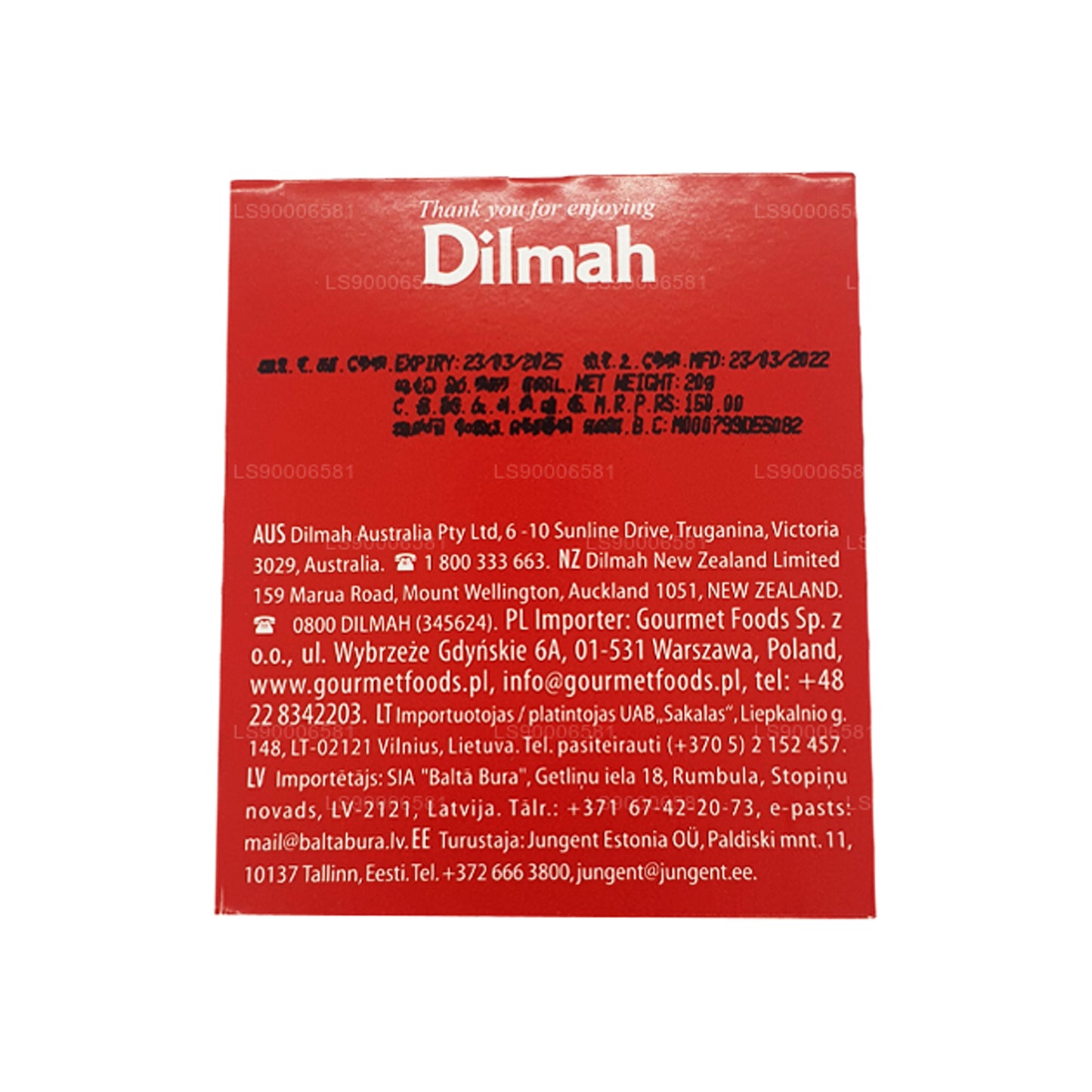 Dilmah English Breakfast Tea (20 g), 10 einzeln verpackte Teebeutel