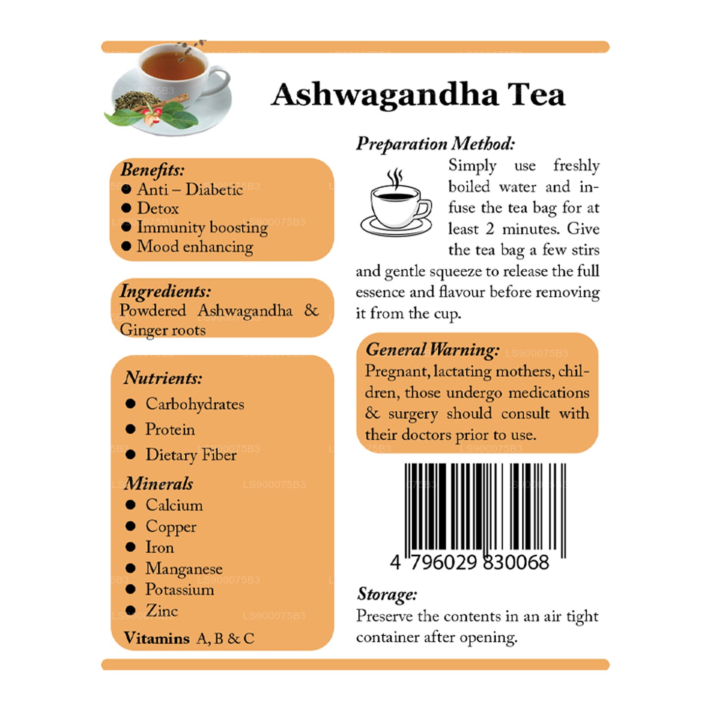 Lifetone Moringa Ashwagandha Ingwertee (40g)