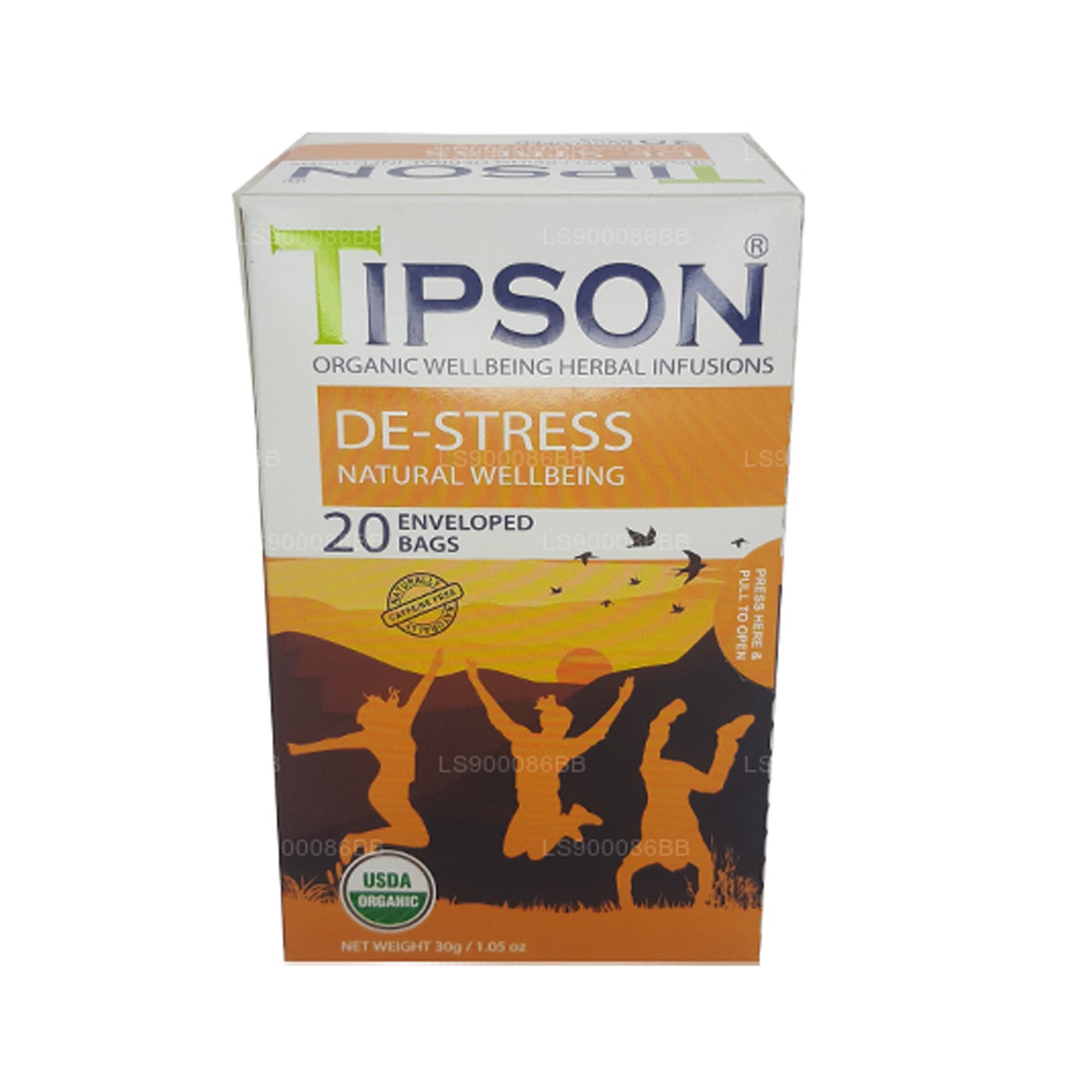 Tipson De-Stress Natural Wellbeing Teebeutel (30 g), 20 umhüllte Teebeutel