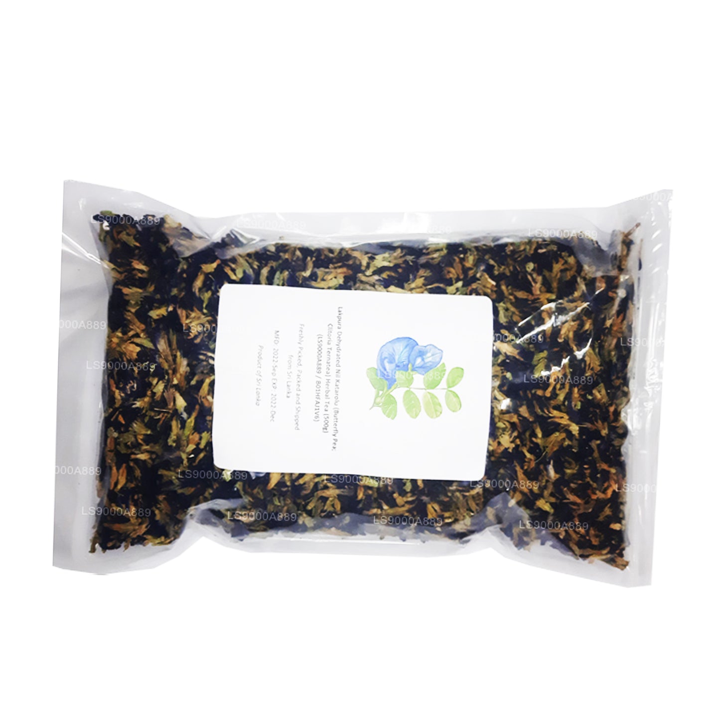 Lakpura Dehydrierter Nil Katarolu (Schmetterlingserbse; Clitoria Ternatea) Kräutertee (40 g)