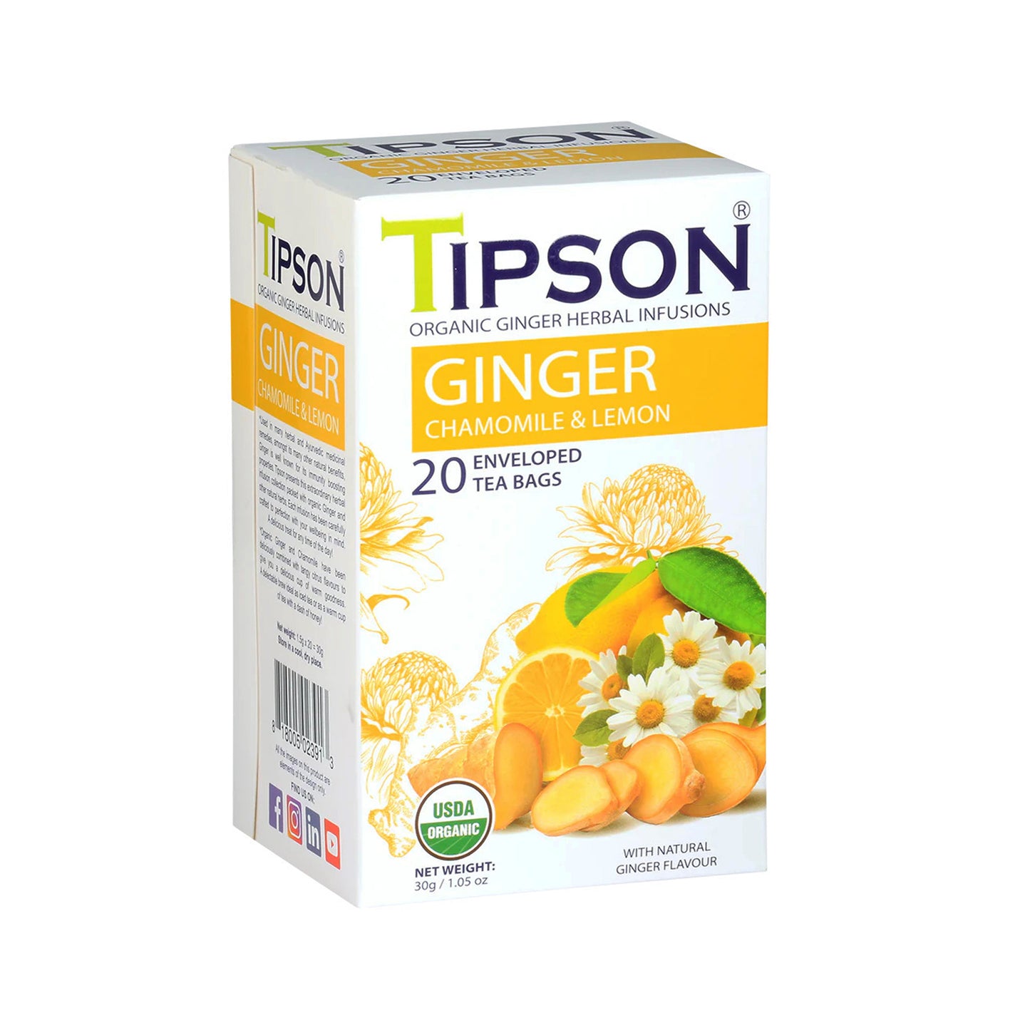 Tipson Bio-Ingwer-Kamillentee (30 g) 20 umhüllte Teebeutel