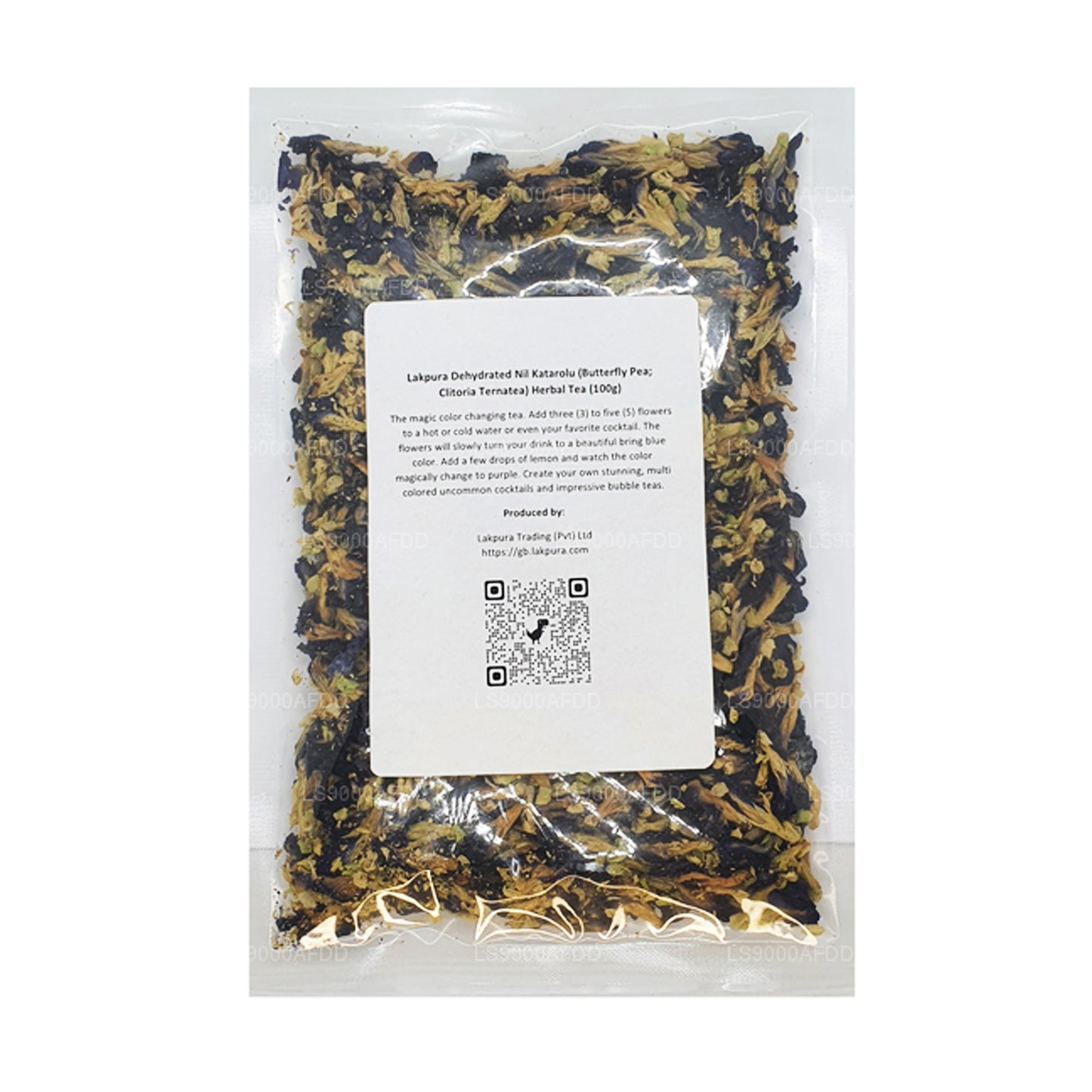 Lakpura Dehydrierter Nil Katarolu (Schmetterlingserbse; Clitoria Ternatea) Kräutertee (40 g)