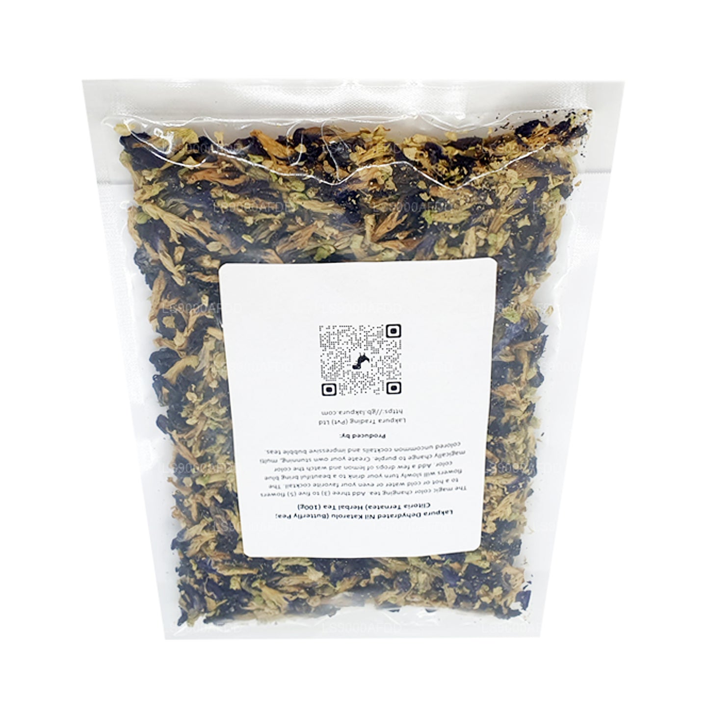 Lakpura Dehydrierter Nil Katarolu (Schmetterlingserbse; Clitoria Ternatea) Kräutertee (40 g)