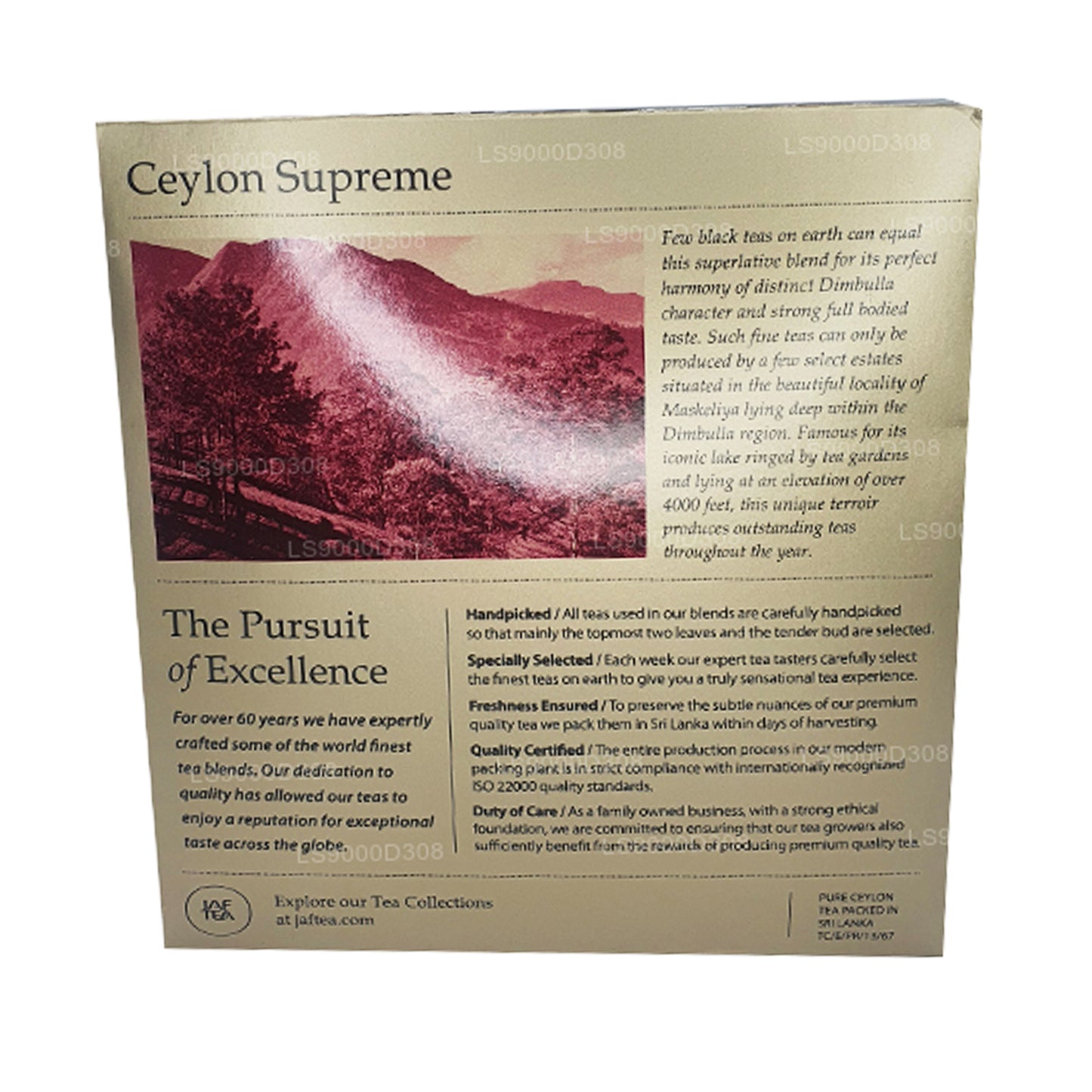 Jaf Tea Classic Gold Collection Ceylon Supreme 100 Teebeutel, Schnur und Anhänger, 200 g