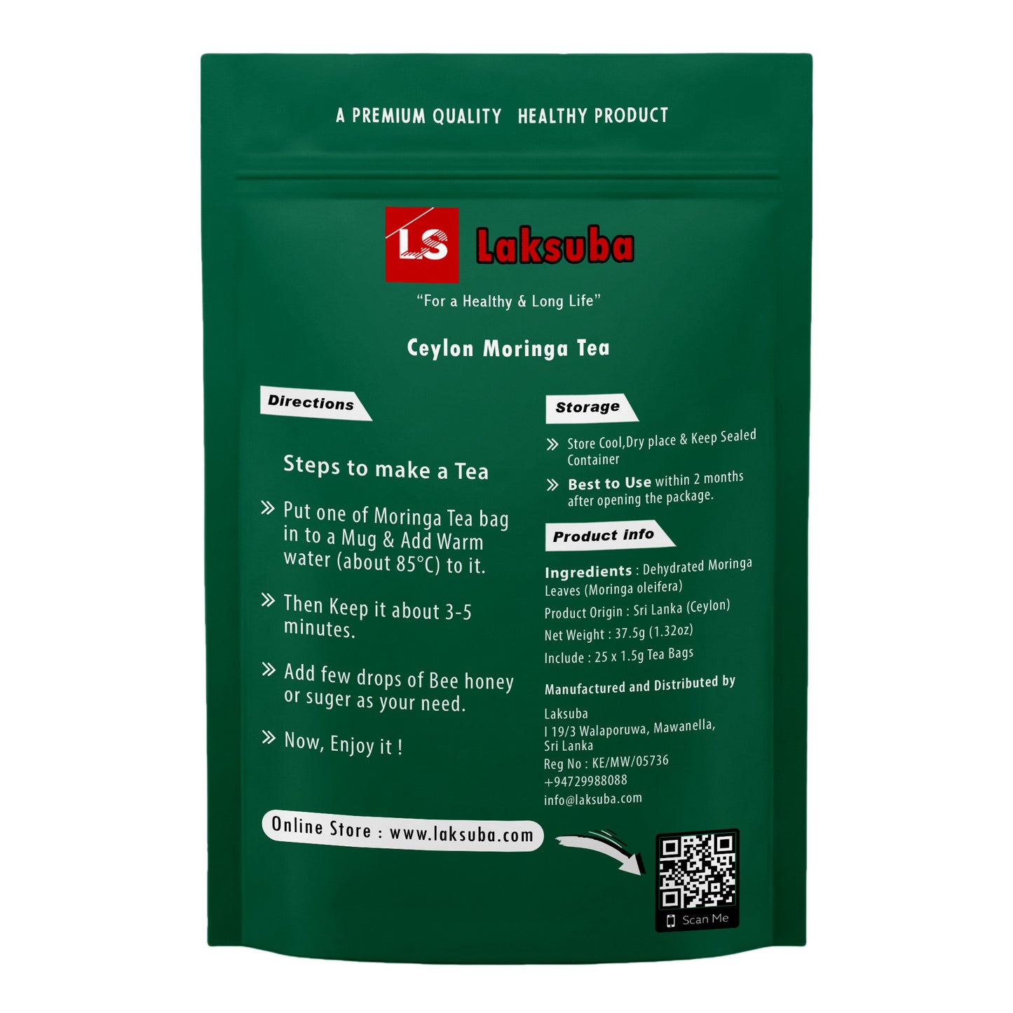 Laksuba Ceylon Moringa Tee (37,5 g) 25 Teebeutel