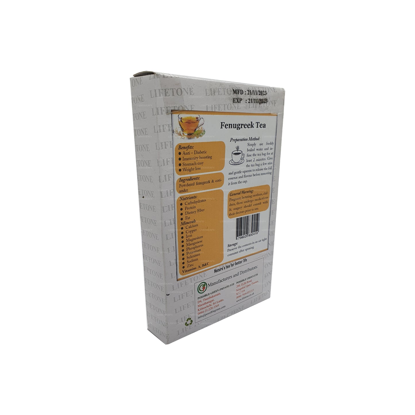 Lifetone Bockshornklee-Tee (40 g) 20 Teebeutel
