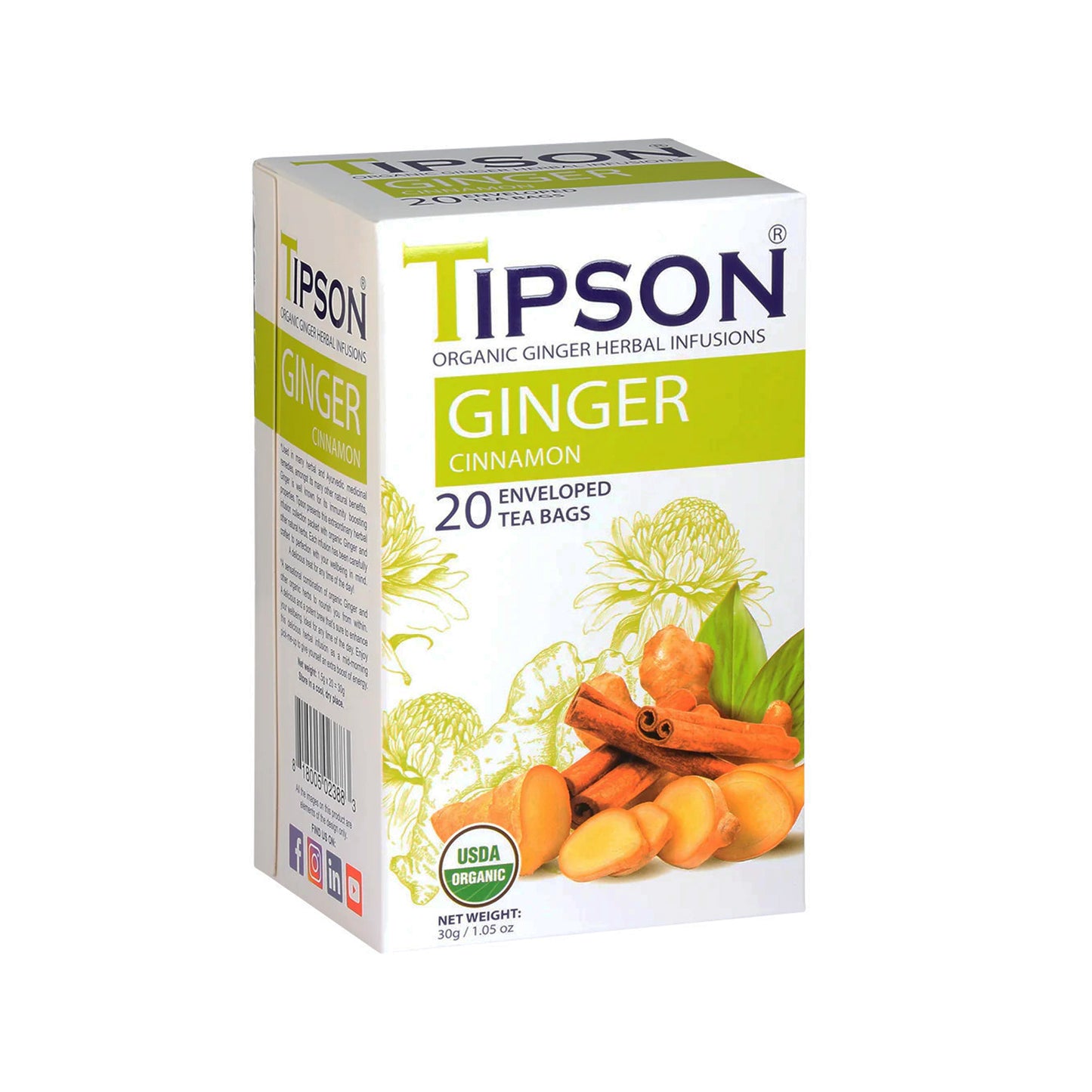 Tipson Bio Ingwer-Zimt-Tee (30g) 20 umhüllte Teebeutel