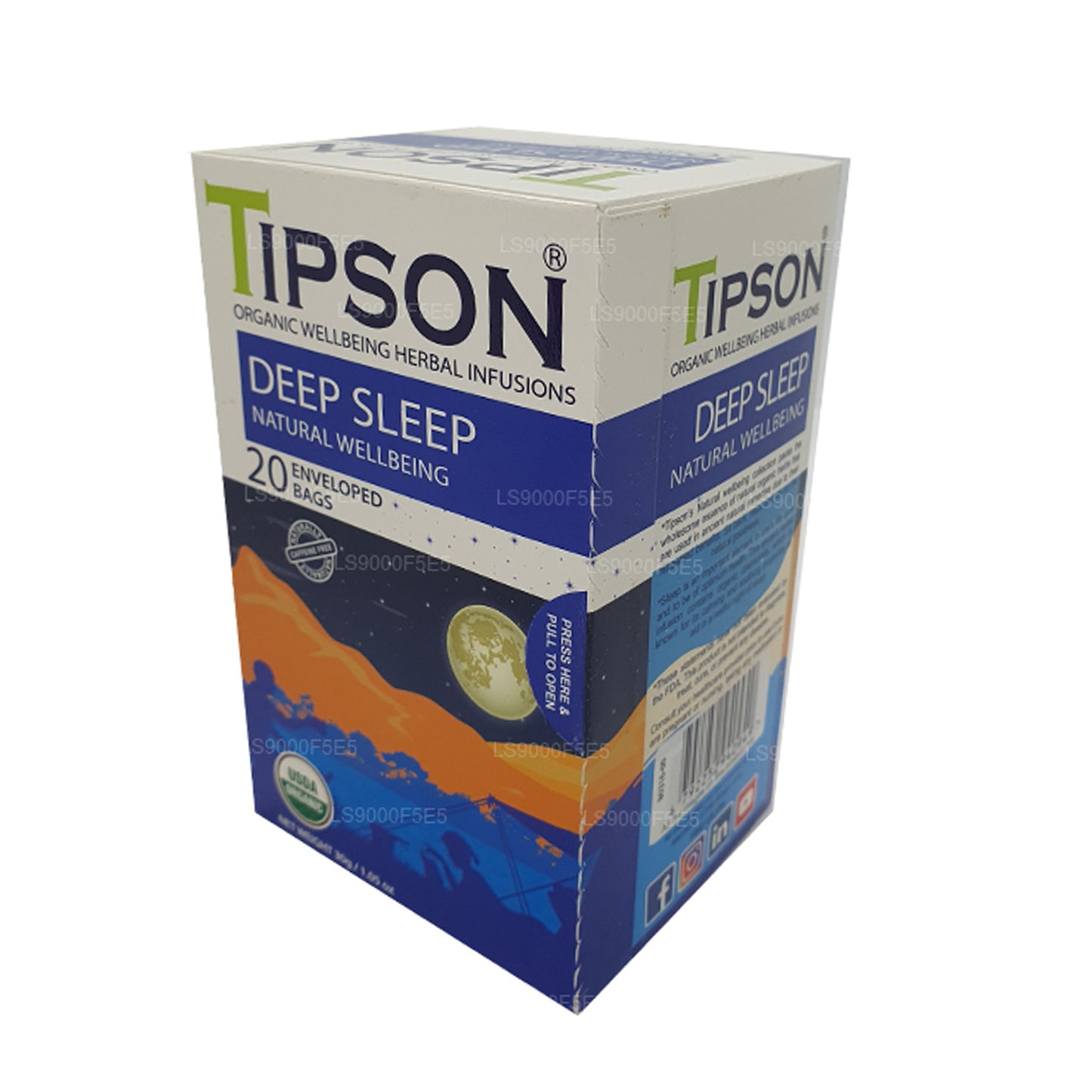 Tipson Organic Deep Sleep Natural Wellbeing Teebeutel (30 g), 20 umhüllte Teebeutel