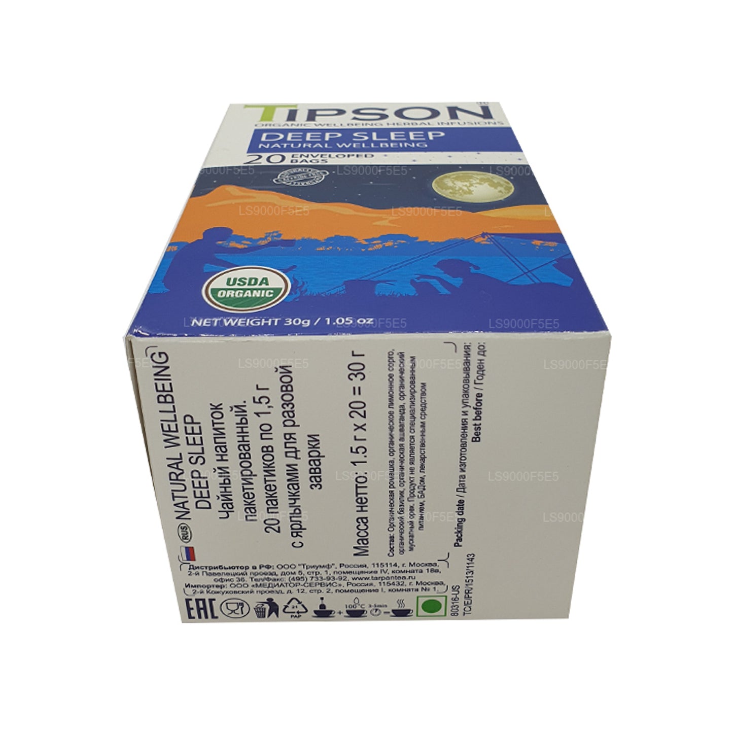 Tipson Organic Deep Sleep Natural Wellbeing Teebeutel (30 g), 20 umhüllte Teebeutel