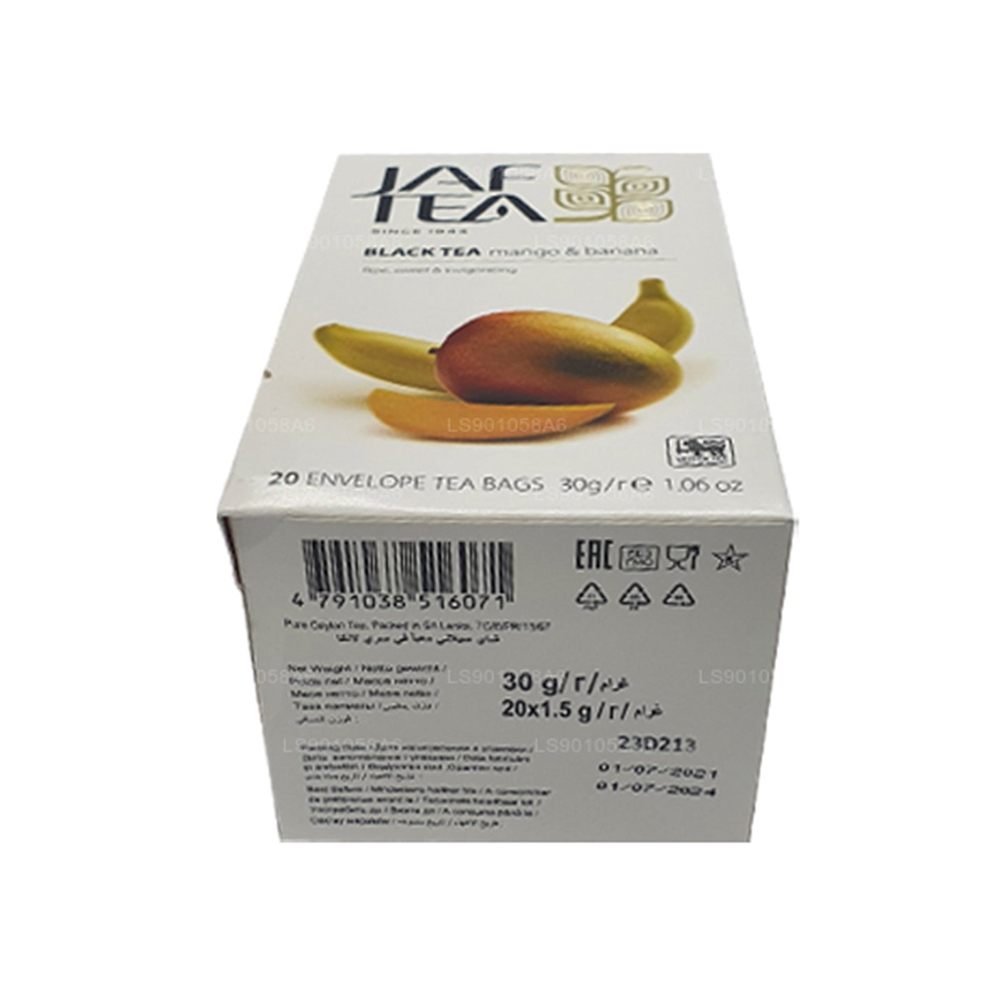 Jaf Tea Pure Fruits Collection Schwarzer Tee Mango Banane (30 g) 20 Teebeutel