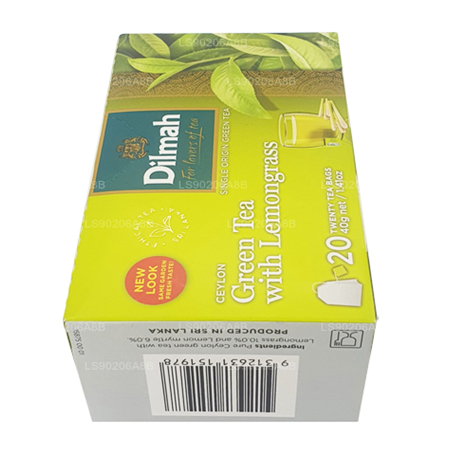 Dilmah Pure Ceylon Grüntee mit Zitronengras-Tee (40 g) 20 Teebeutel