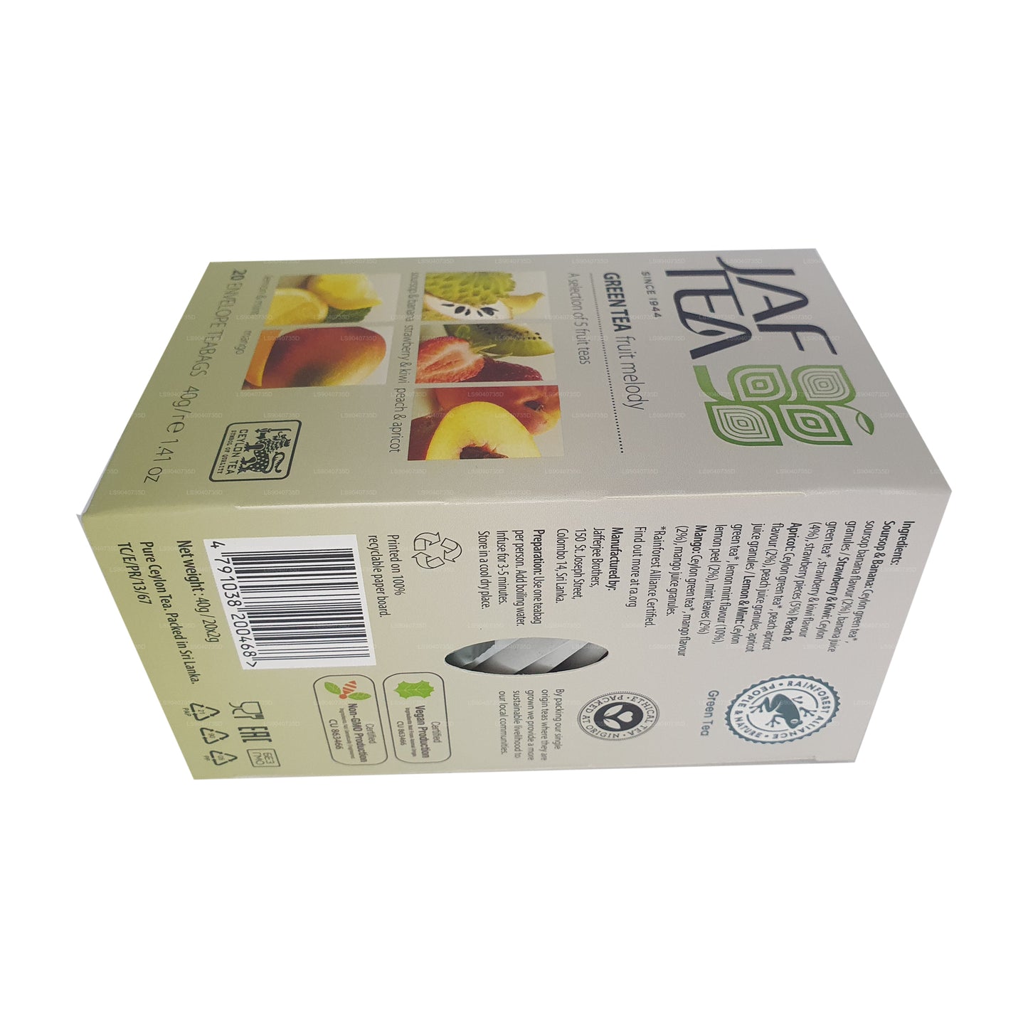 Jaf Tea Pure Green Collection Grüntee Fruit Melody (40 g) 20 Teebeutel