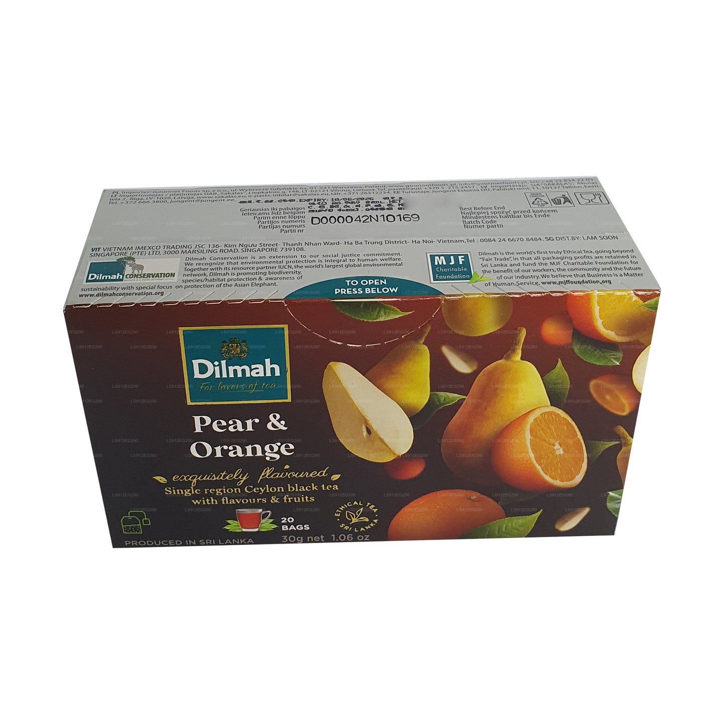 Dilmah Ceylon-Schwarztee mit Birnen- und Orangengeschmack (30 g) 20 Teebeutel