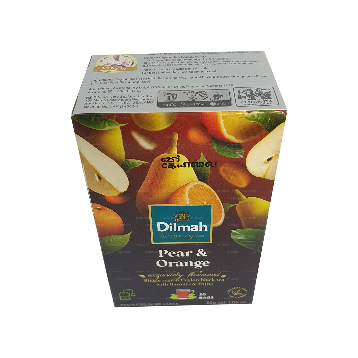 Dilmah Ceylon-Schwarztee mit Birnen- und Orangengeschmack (30 g) 20 Teebeutel