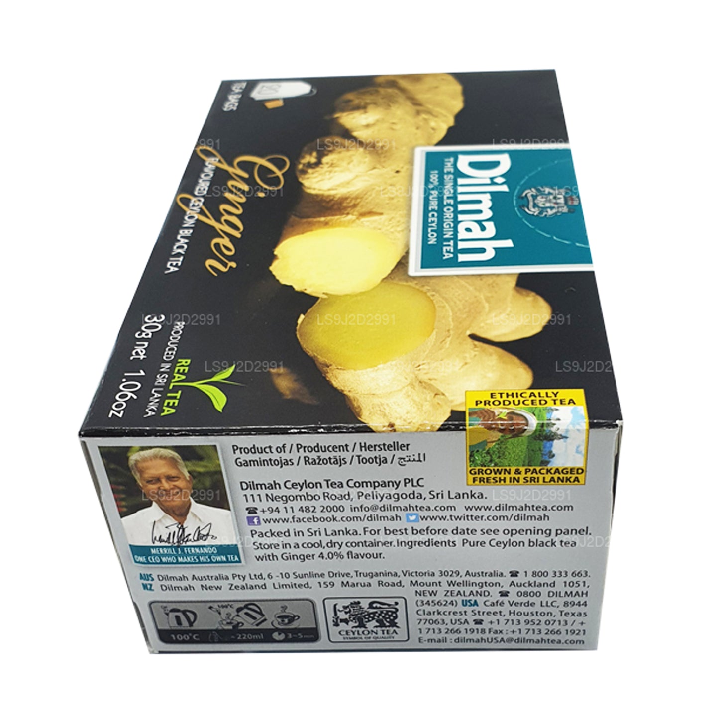 Dilmah Schwarzer Tee mit Ingwergeschmack (30 g) 20 Teebeutel