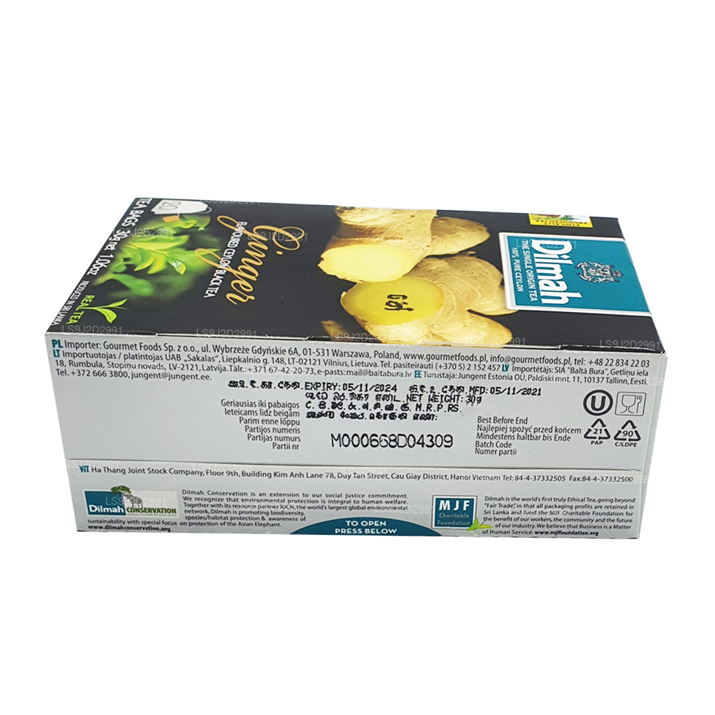 Dilmah Schwarzer Tee mit Ingwergeschmack (30 g) 20 Teebeutel