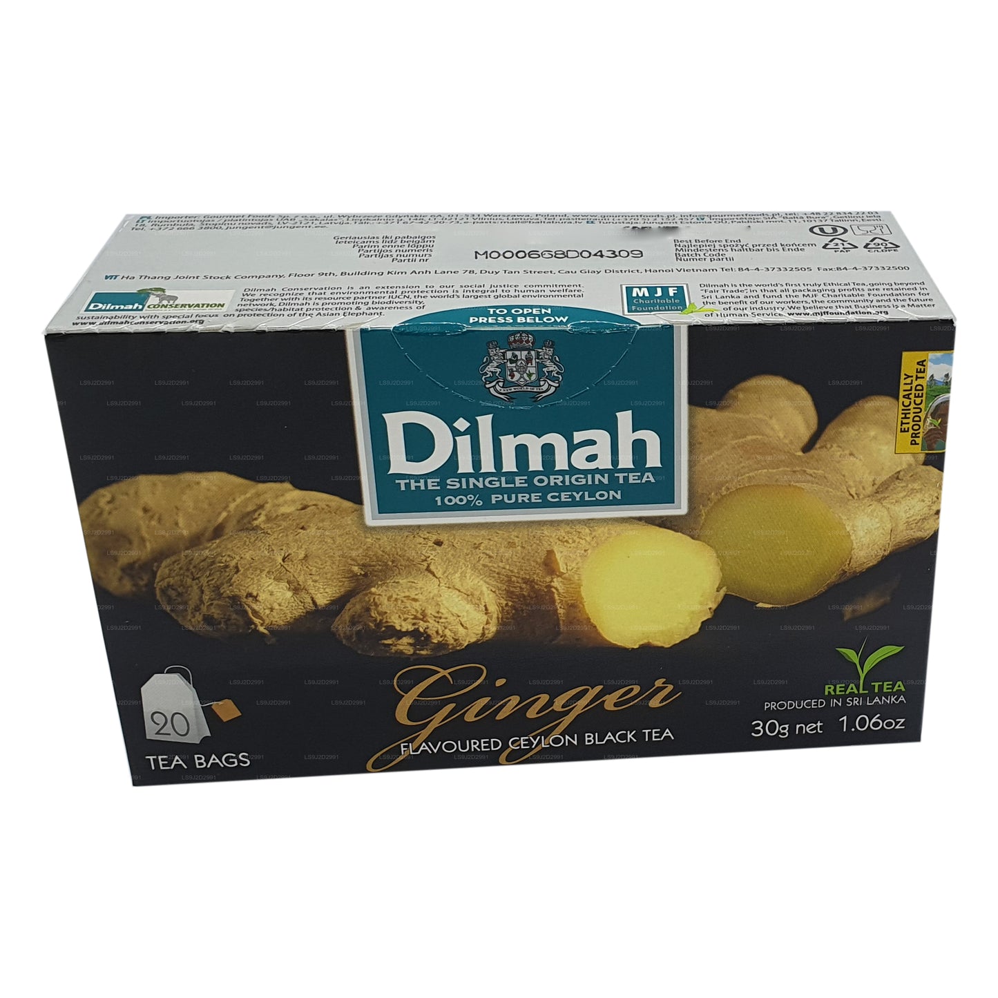 Dilmah Schwarzer Tee mit Ingwergeschmack (30 g) 20 Teebeutel