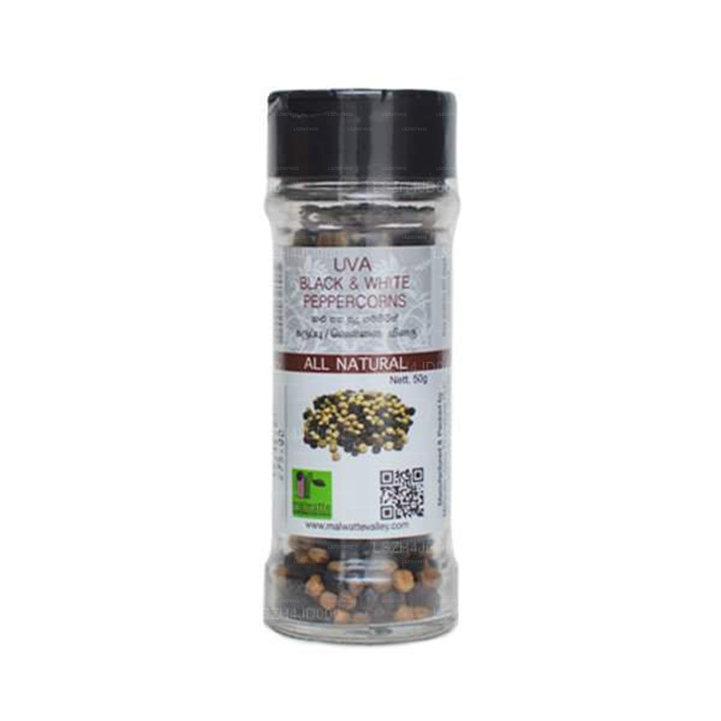 Malwatte Spices Schwarze und weiße Pfefferkörner, Flasche (50 g)