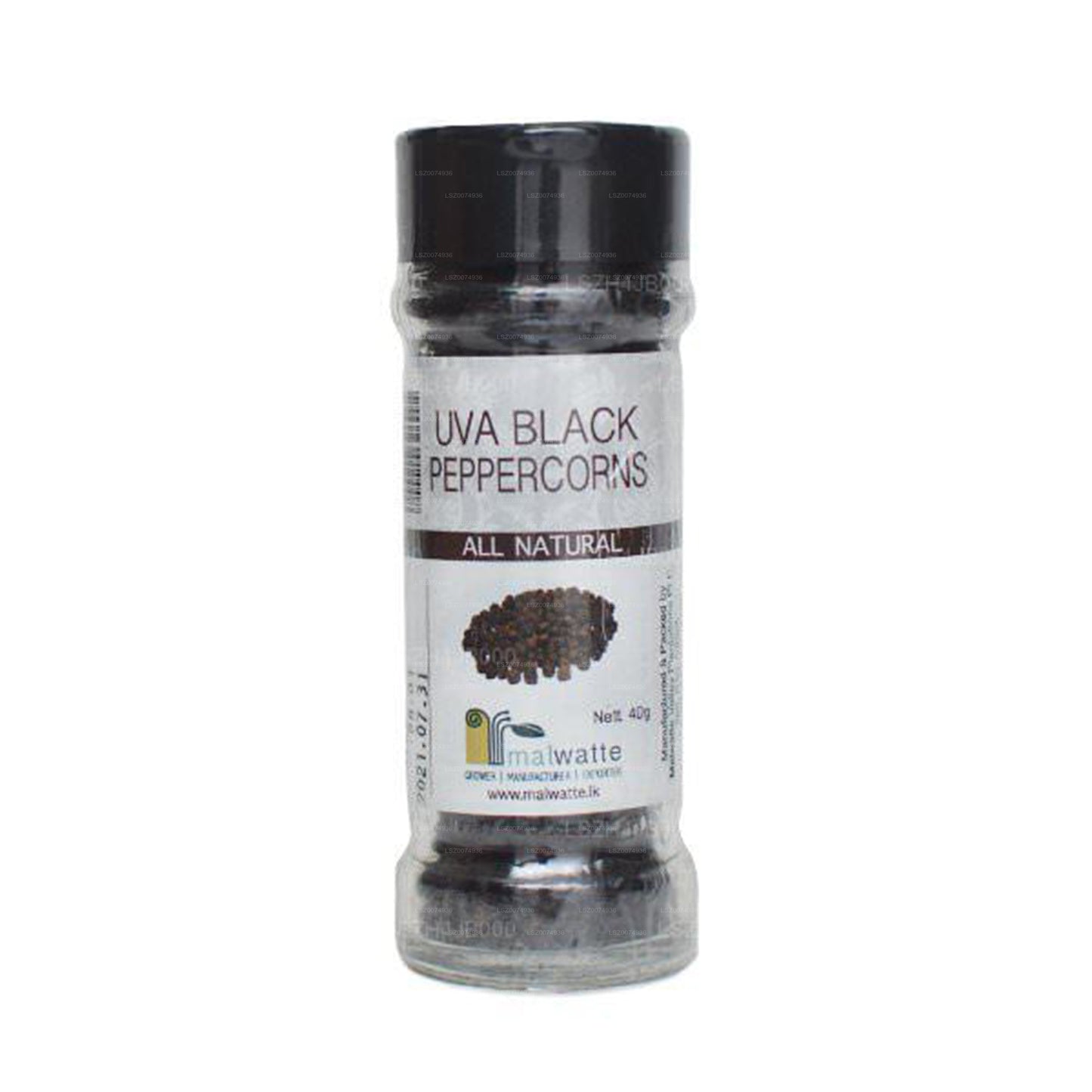 Malwatte Spices Schwarze Pfefferkörner Flasche (40g)