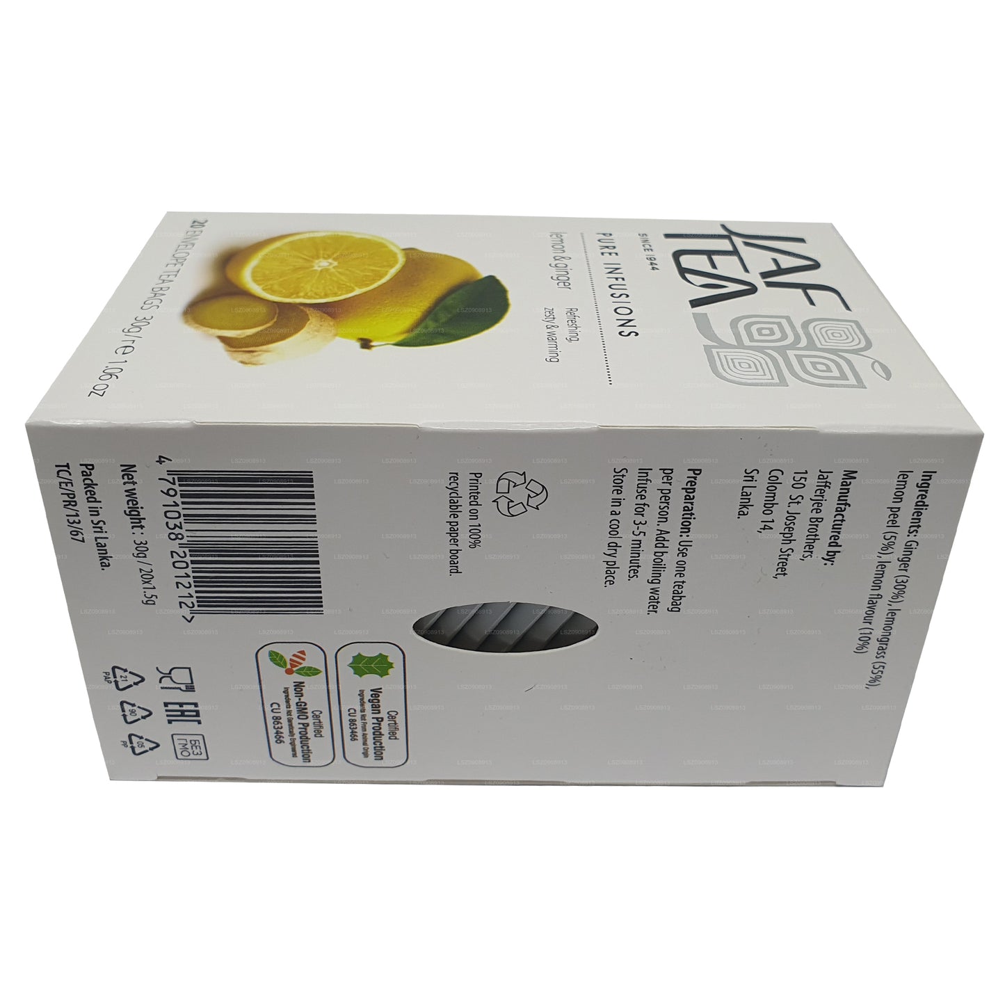 Jaf Tea Pure Infusions Zitrone & Ingwer Tee (30g) Folienumschlag Teebeutel
