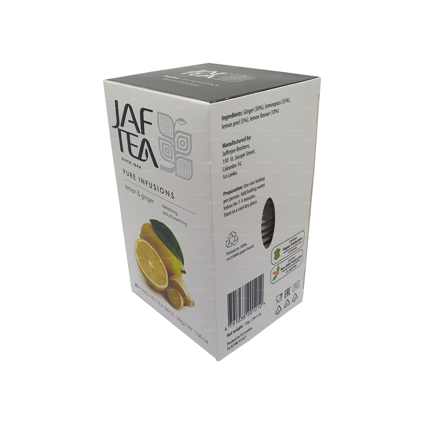 Jaf Tea Pure Infusions Zitrone & Ingwer Tee (30g) Folienumschlag Teebeutel