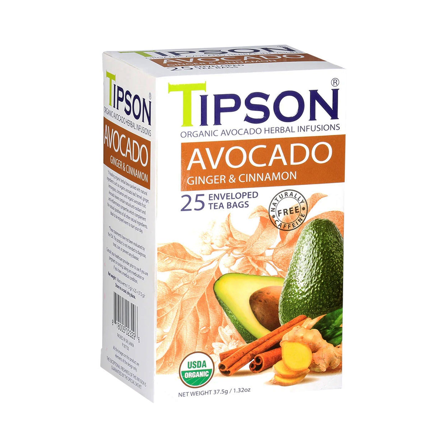 Tipson Bio-Avocado mit Ingwer und Zimt (37,5 g) 25 umhüllte Teebeutel
