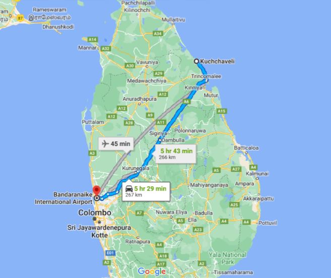 Privater Transfer von Kuchchaveli City zum Flughafen Colombo (CMB)